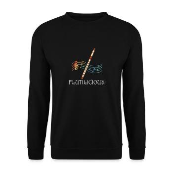 Flutilicious Ironic Saying Concert Musician Flute - Unisex Sweatshirt - black - Front - Alina (178cm) & Michal (187cm)