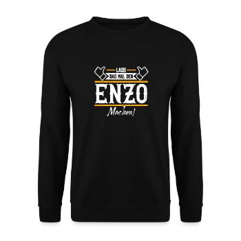 Enzo Geschenkidee Geschenk Geburtstag - Unisex Pullover - Schwarz - Vorne - Alina (178cm) & Michal (187cm)