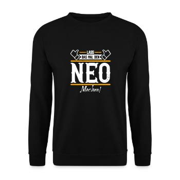 Neo Geschenkidee Geschenk Geburtstag - Unisex Pullover - Schwarz - Vorne - Alina (178cm) & Michal (187cm)
