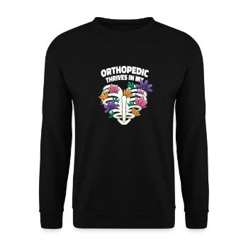 Orthopäde Herz Blumenkunst - Unisex Pullover - Schwarz - Vorne - Alina (178cm) & Michal (187cm)