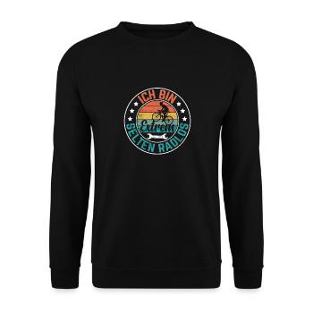 Ich bin extrem selten Radlos - Unisex Pullover - Schwarz - Vorne - Alina (178cm) & Michal (187cm)