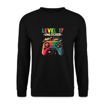 Level 17 Years Gaming 17 17 Birthday - Unisex Sweatshirt - black - Front - Alina (178cm) & Michal (187cm)