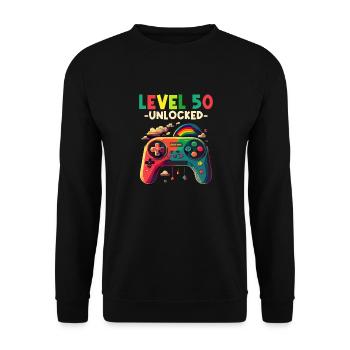 Niveau 50 ans Gaming 50s 50 Anniversaire - Sweat-shirt Unisexe - noir - Devant - Alina (178cm) & Michal (187cm)