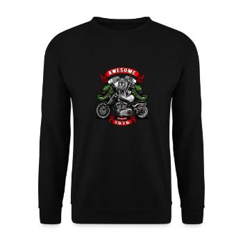 Awesome since 1976, Biker Geburtstag - Unisex Pullover - Schwarz - Vorne - Alina (178cm) & Michal (187cm)