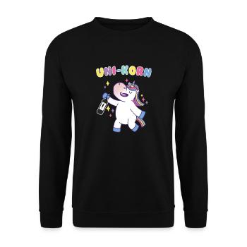 uniKornBunt - Unisex Pullover - Schwarz - Vorne - Alina (178cm) & Michal (187cm)