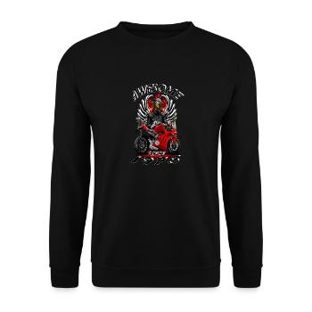 Awesome since 1976, Biker Geburtstag - Unisex Pullover - Schwarz - Vorne - Alina (178cm) & Michal (187cm)