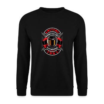 Awesome since 1961, Biker Geburtstag - Unisex Pullover - Schwarz - Vorne - Alina (178cm) & Michal (187cm)