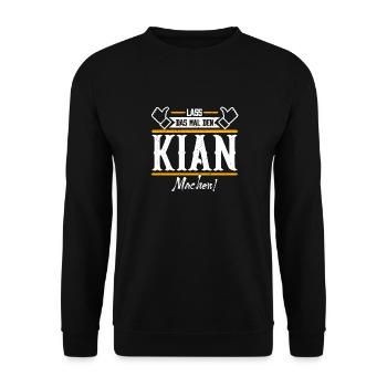 Kian Geschenkidee Geschenk Geburtstag - Unisex Pullover - Schwarz - Vorne - Alina (178cm) & Michal (187cm)