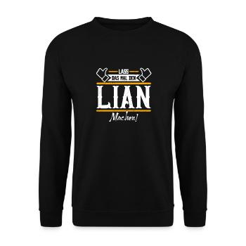 Lian Geschenkidee Geschenk Geburtstag - Unisex Pullover - Schwarz - Vorne - Alina (178cm) & Michal (187cm)