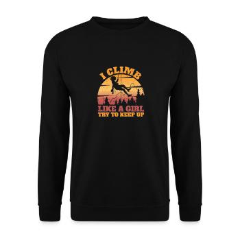 Je grimpe comme une fille Matériel d’escalade - Sweat-shirt Unisexe - noir - Devant - Alina (178cm) & Michal (187cm)