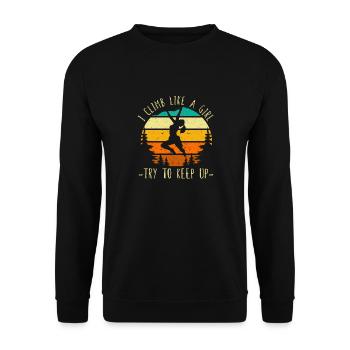 Je grimpe comme une fille Matériel d’alpinisme - Sweat-shirt Unisexe - noir - Devant - Alina (178cm) & Michal (187cm)