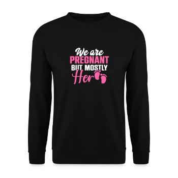 Nous sommes enceintes mais surtout son look de partenaire de naissance - Sweat-shirt Unisexe - noir - Devant - Alina (178cm) & Michal (187cm)