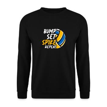 Bump Set Spike Repeat Volleyball Team Training - Unisex Pullover - Schwarz - Vorne - Alina (178cm) & Michal (187cm)