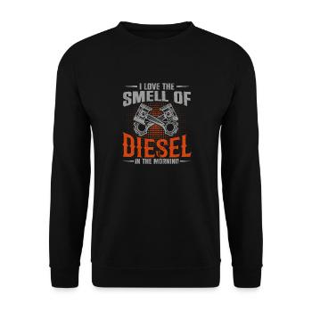 J’adore l’odeur du diesel dans le mécanicien du matin - Sweat-shirt Unisexe - noir - Devant - Alina (178cm) & Michal (187cm)
