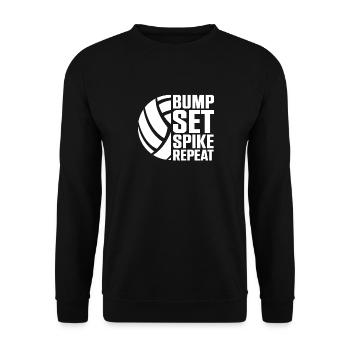 Bump Set Spike Repeat Volleyball Team Training - Unisex Pullover - Schwarz - Vorne - Alina (178cm) & Michal (187cm)