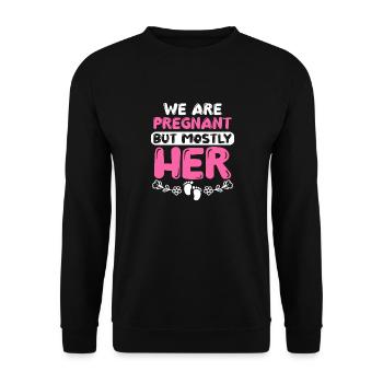 We are pregnant but mostly her birth partner look - Unisex Sweatshirt - black - Front - Alina (178cm) & Michal (187cm)