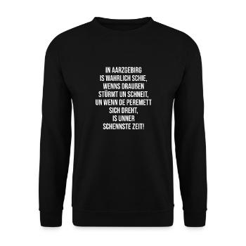 Erzgebirge Sprüche Mundart - Unisex Pullover - Schwarz - Vorne - Alina (178cm) & Michal (187cm)