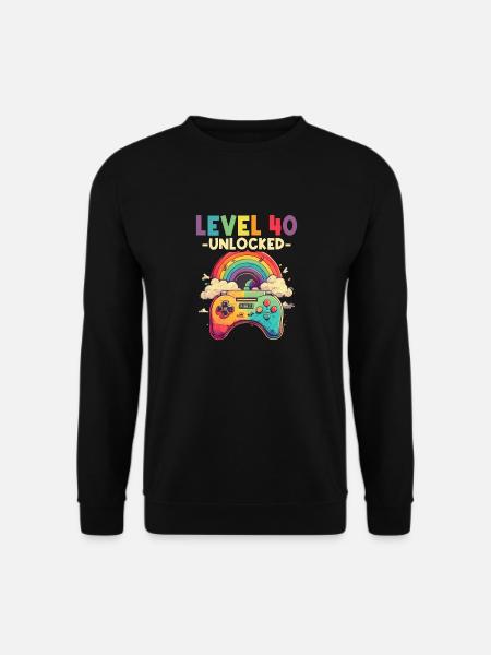 Level 40 Jahre Gaming 40er 40 Geburtstag - Unisex Pullover - Schwarz