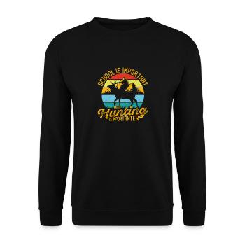 L’école est importante, mais la chasse est plus importante - Sweat-shirt Unisexe - noir - Devant - Alina (178cm) & Michal (187cm)