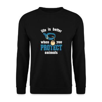 Life Is Better When You Protect Animals Retro - Unisex Sweatshirt - black - Front - Alina (178cm) & Michal (187cm)