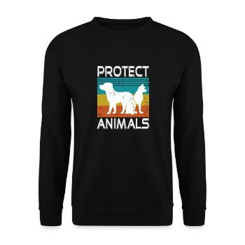Protect Animals Retro Vintage Animal Protection - Unisex Sweatshirt - black - Front - Alina (178cm) & Michal (187cm)