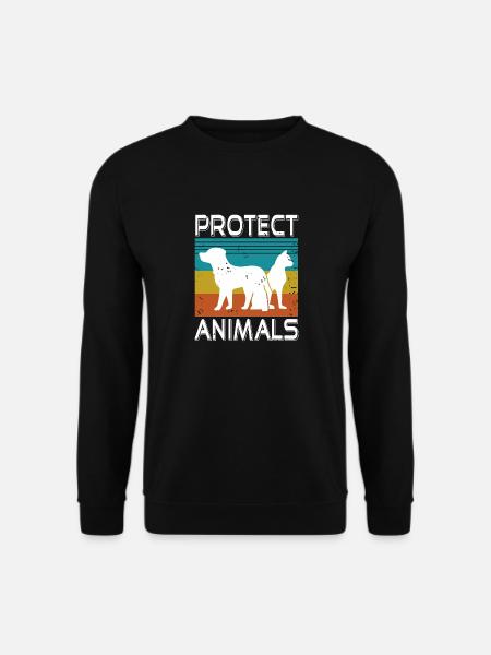 Protect Animals Retro Vintage Animal Protection - Unisex Pullover - Schwarz