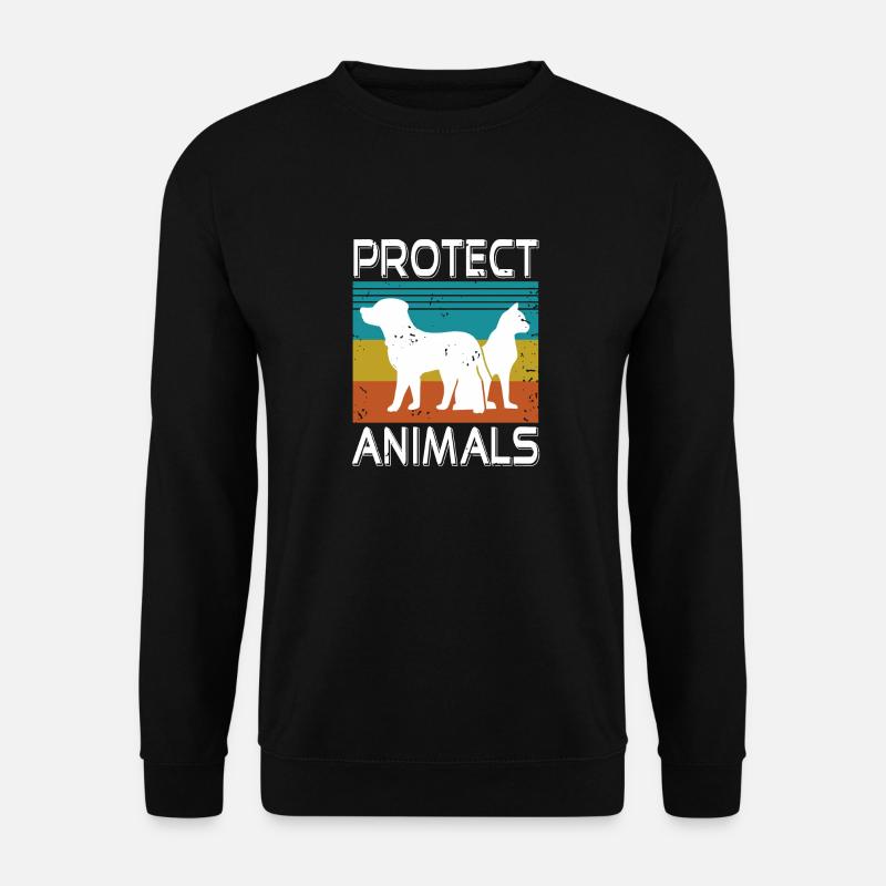 Protect Animals Retro Vintage Animal Protection - Unisex Pullover - Schwarz