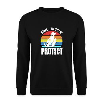 Save Rescue Protect Retro Vintage Animal Lover - Sweat-shirt Unisexe - noir - Devant - Alina (178cm) & Michal (187cm)