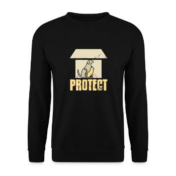 Retro Vintage Animal Love PROTECT Animal T-Shirt - Unisex Sweatshirt - black - Front - Alina (178cm) & Michal (187cm)