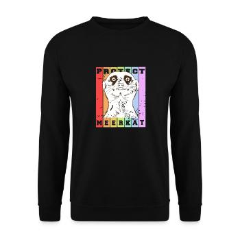 Protect MEERKAT Retro Vintage Animal Lover - Unisex Sweatshirt - black - Front - Alina (178cm) & Michal (187cm)