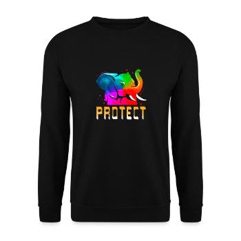 PROTECT Retro Elephant Animal Lover Protection - Unisex Sweatshirt - black - Front - Alina (178cm) & Michal (187cm)