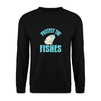 Protect The Fishes Retro Vintage Ocean Animal - Unisex Pullover - Schwarz - Vorne - Alina (178cm) & Michal (187cm)
