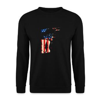 Alligator Hunter American Flag Graphic, Gator - Unisex Sweatshirt - black - Front - Alina (178cm) & Michal (187cm)