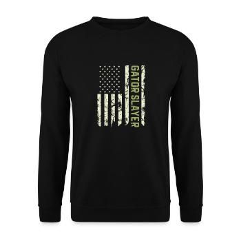 Alligator Hunter American Flag, Patriotic Gator - Unisex Pullover - Schwarz - Vorne - Alina (178cm) & Michal (187cm)
