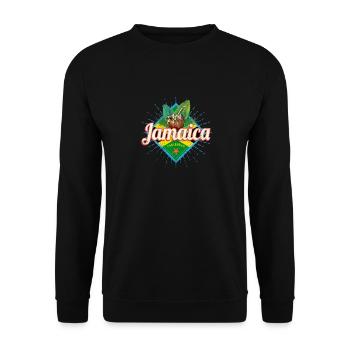 Jamaika Karibik Retro Fahne Urlaub Vintage Insel - Unisex Pullover - Schwarz - Vorne - Alina (178cm) & Michal (187cm)
