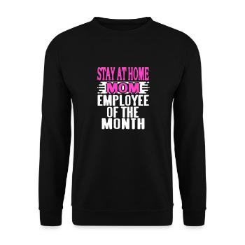 Stay At Home MOM Employee Of The Month Cool Retro - Unisex Pullover - Schwarz - Vorne - Alina (178cm) & Michal (187cm)