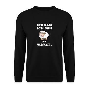 I came I saw I mowed - funny sheep - Unisex Sweatshirt - black - Front - Alina (178cm) & Michal (187cm)