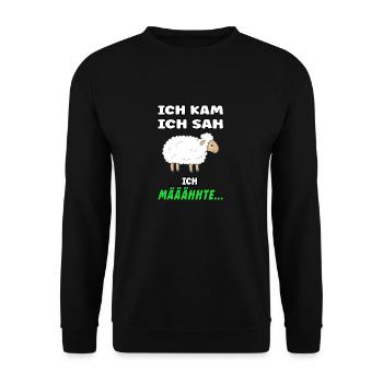 I came I saw I mowed - funny sheep - Unisex Sweatshirt - black - Front - Alina (178cm) & Michal (187cm)