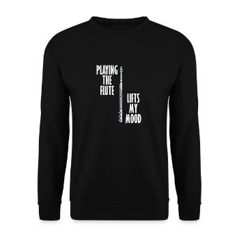 Flute Lifts Mood Ironic Flutist Musician Orchestra - Unisex Sweatshirt - black - Front - Alina (178cm) & Michal (187cm)