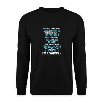 Lustiges Schwimmen Schwimmer - Unisex Pullover - Schwarz - Vorne - Alina (178cm) & Michal (187cm)