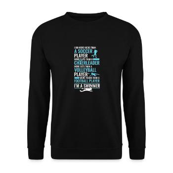 Lustiges Schwimmen Schwimmer - Unisex Pullover - Schwarz - Vorne - Alina (178cm) & Michal (187cm)