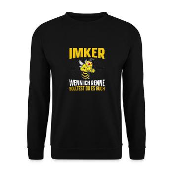 Imker Geschenkidee Bienen - Unisex Pullover - Schwarz - Vorne - Alina (178cm) & Michal (187cm)
