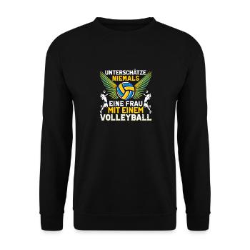 Frau Volleyball Geschenkidee - Unisex Pullover - Schwarz - Vorne - Alina (178cm) & Michal (187cm)