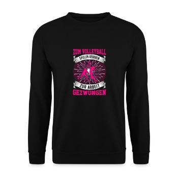 Volleyball Beachvolleyball Geschenk Schule Arbeit - Unisex Pullover - Schwarz - Vorne - Alina (178cm) & Michal (187cm)