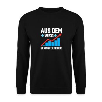 Aus dem Weg Geringverdiener lustig - Unisex Pullover - Schwarz - Vorne - Alina (178cm) & Michal (187cm)
