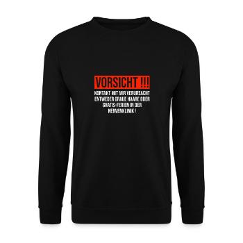 Vorsicht Kontakt - Unisex Pullover - Schwarz - Vorne - Alina (178cm) & Michal (187cm)