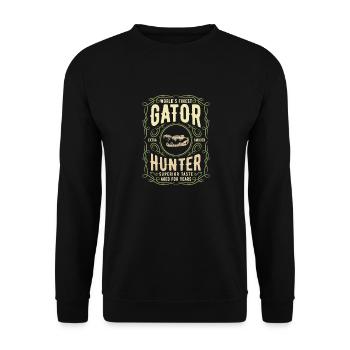 Worlds Finest Alligator Hunter, Funny Gator - Unisex Pullover - Schwarz - Vorne - Alina (178cm) & Michal (187cm)