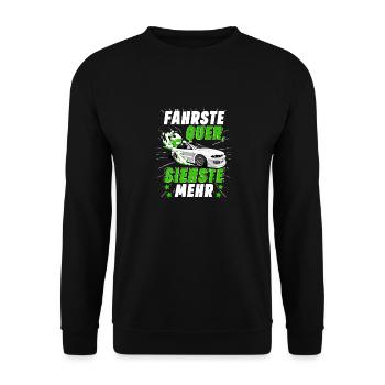 Fährste Quer siehste Mehr - Unisex Pullover - Schwarz - Vorne - Alina (178cm) & Michal (187cm)