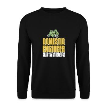 Domestic Engineer AKA Stay At Home DAD Retro - Unisex Pullover - Schwarz - Vorne - Alina (178cm) & Michal (187cm)