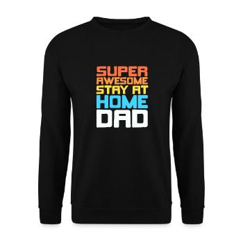 Super Awesome Stay At Home DAD Retro Funny T-Shirt - Unisex Pullover - Schwarz - Vorne - Alina (178cm) & Michal (187cm)